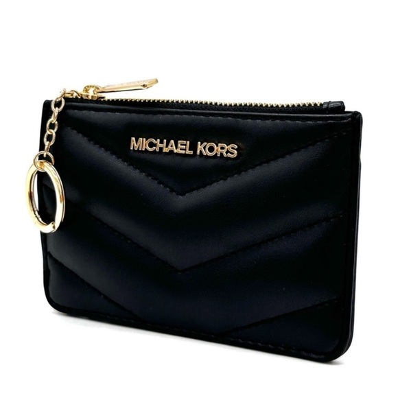 Michael Kors Jet Set Travel Small Top Zip Coin Pouch with ID Holder Black - Picture 3 of 8